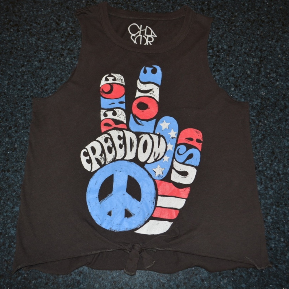 Chaser - Peace, Love, Freedom, USA Knotted Tank